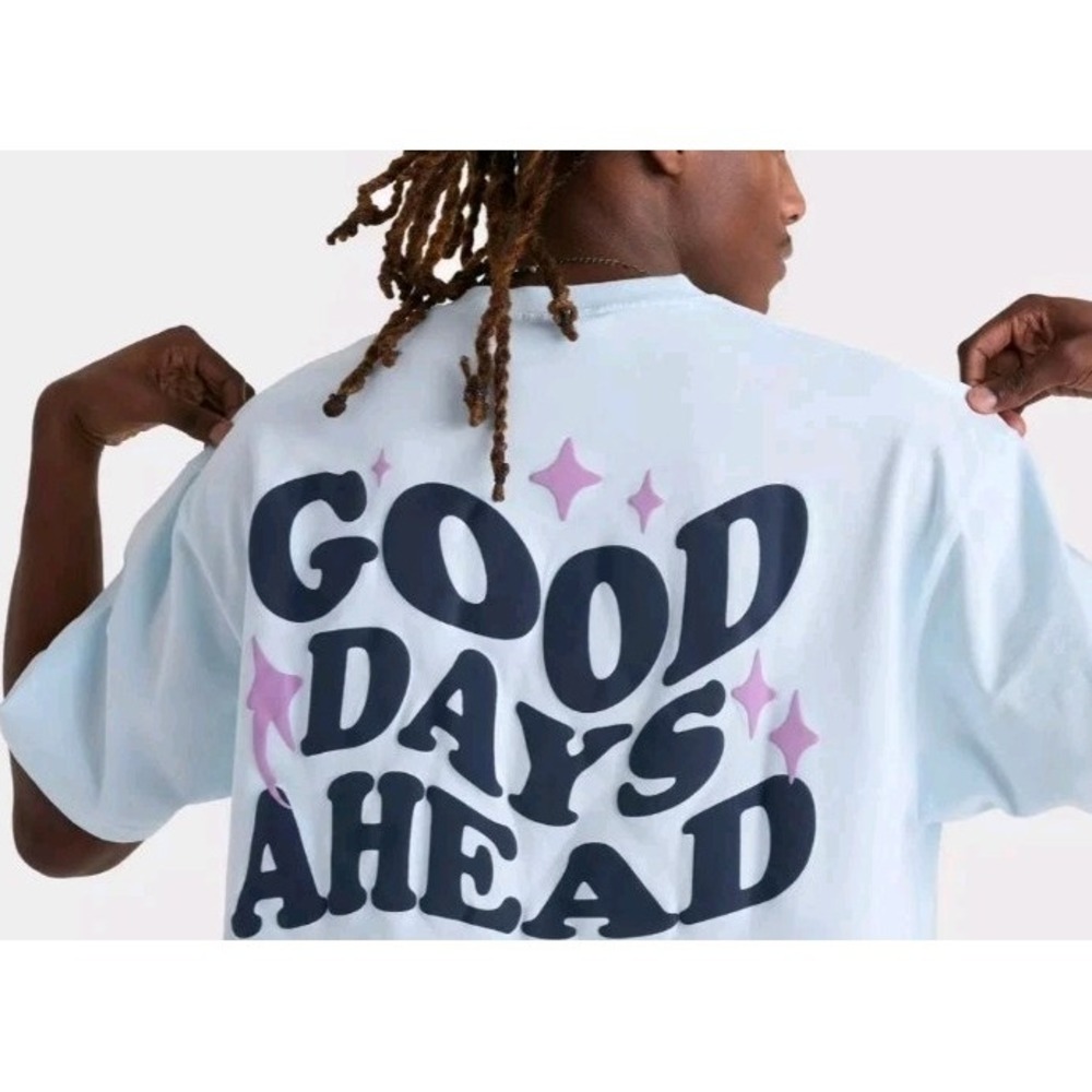 Unlike Humans Good‎ Days Ahead Tee Shirt Size Small Light Blue Short Sleeve